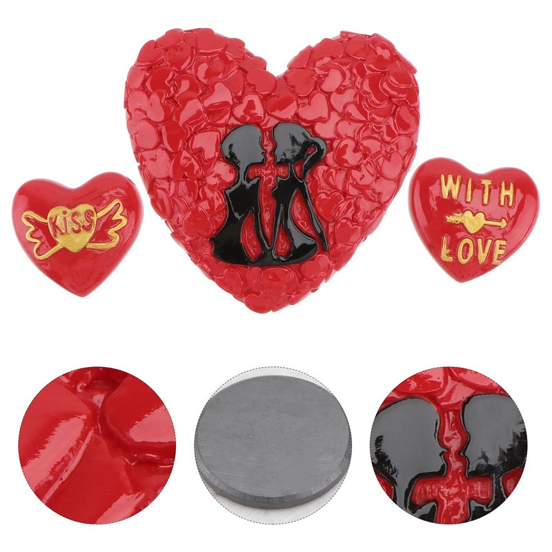 Red Heart Resin Fridge Magnets Set Of 3 Kitchen Home Office Decoration - Image 4