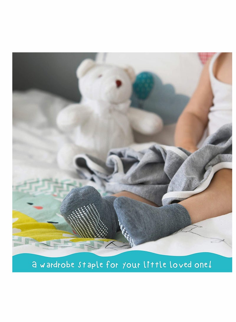 ELECDON Anti-Slip Toddler Socks - 12 Pairs of Non-Skid Athletic Ankle Socks for Boys & Girls, Perfect for Infants & Kids - Image 3