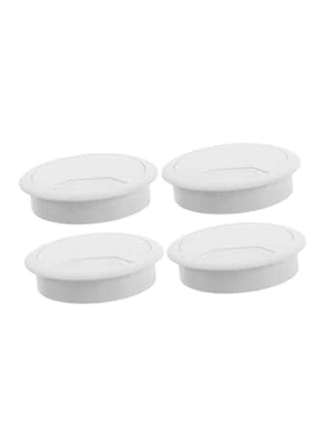 White Plastic Desk Grommet Cover for Wire Management Organizing Cables Durable - Image 1