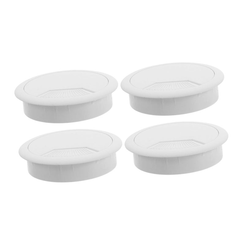 White Plastic Desk Grommet Cover for Wire Management Organizing Cables Durable - Image 2