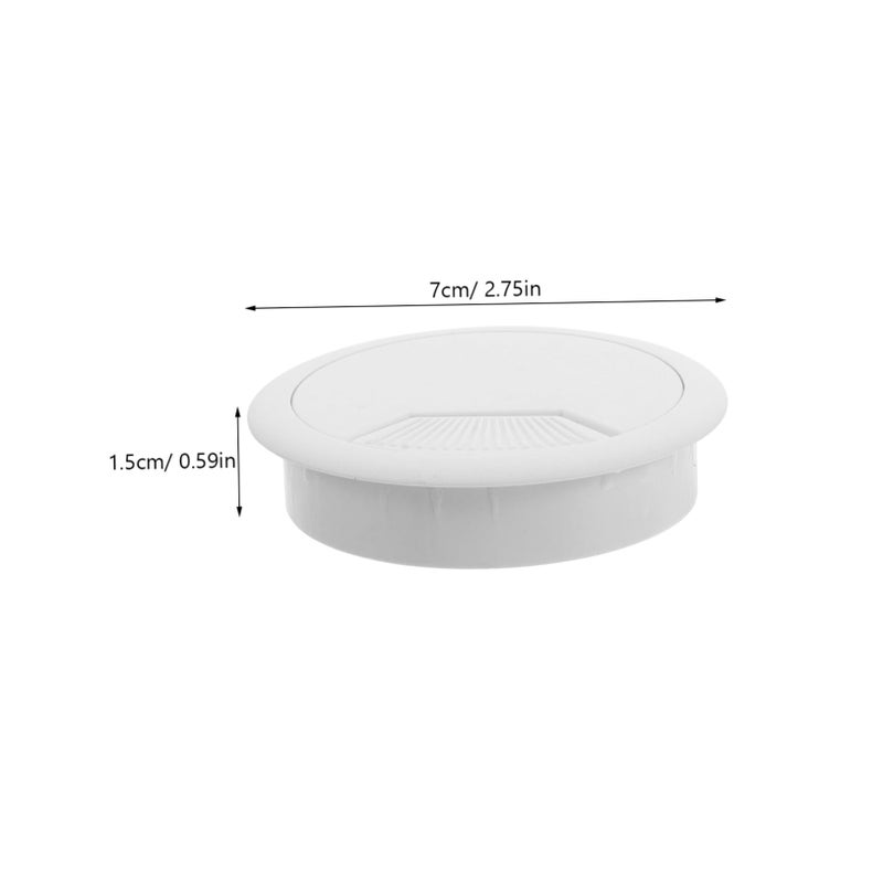 White Plastic Desk Grommet Cover for Wire Management Organizing Cables Durable - Image 3