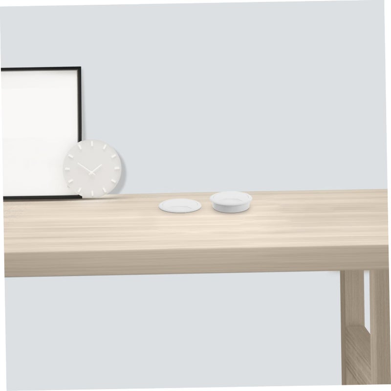White Plastic Desk Grommet Cover for Wire Management Organizing Cables Durable - Image 5