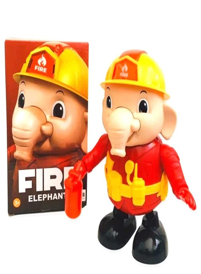 IndusBay® Musical Dancing Fire Fighter Rescue Elephant Robot Toy for Kids with Colorful 3D Light Effects and Music. | Amazing Dancing Action Moves |Gift for Childrens, Red - Image 1