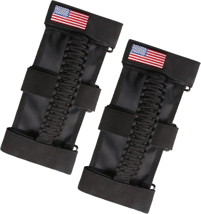 sukemichi Handles Grab Roll Bar Grab Handles Grip Handle for Jeep Wrangler Accessories TJ JK JL Gladiator JT UTV ATV - Upgrade Metal Buckle, Black, 2 Pack (Not for Sky One Touch Top, Not for 2024+ Up) - Image 1