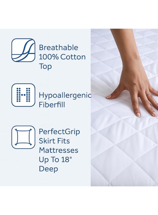 Harmony Home Quilted Mattress Protector – Waterproof, Ultra-Soft Cotton Top | Breathable 3D Air Fabric | Deep Pocket up to 18" | Hypoallergenic & Washable | Queen 150×200×30 cm - Image 2