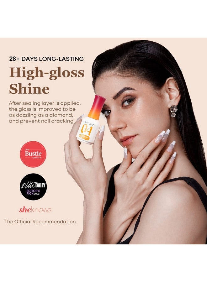 modelones Dip Powder Liquid Set 4+4 Pcs, Dip Powder System Set with Base Coat/Top Coat/Activator/Brush Saver/Manicure Tools for Nail Kit Art DIY Salon - 15ml/0.5oz - Image 3