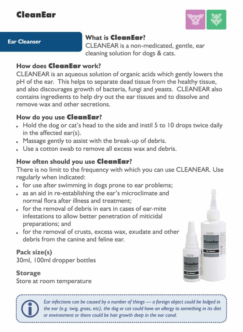 Kyron Clean Ear Solution  For Dogs and Cats 30ml dropper bottle From Varmacy - Image 2