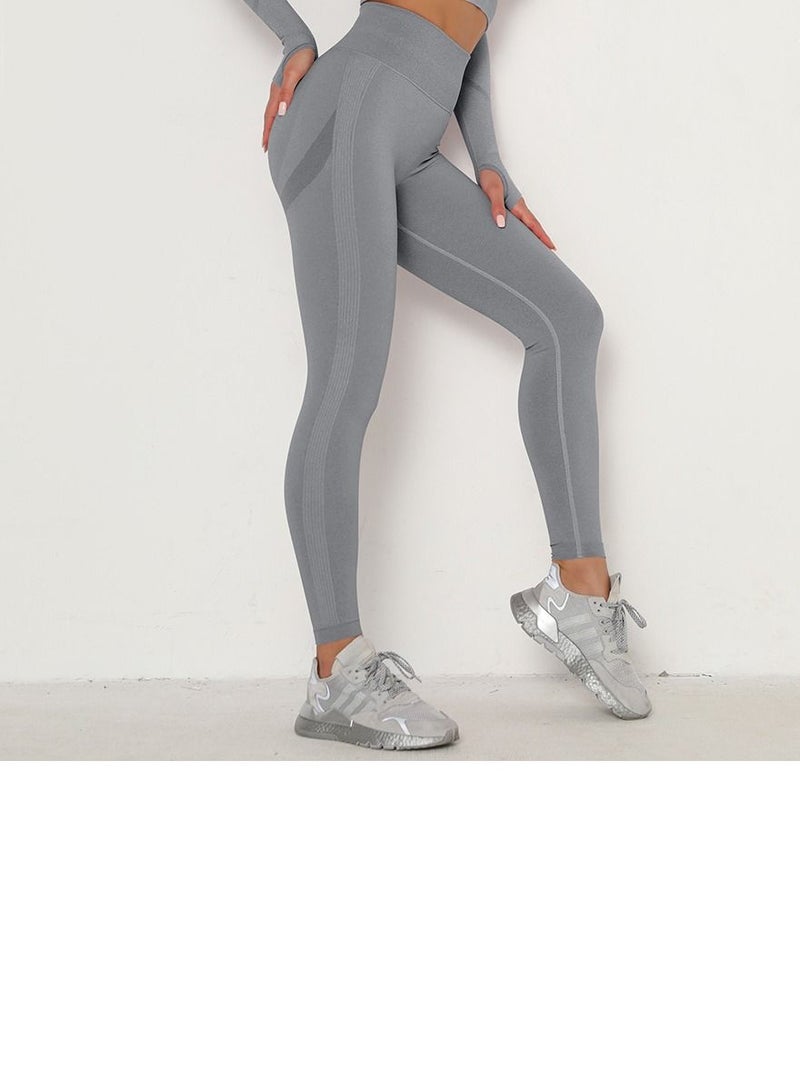 Loquat High Waist Tight-Fitting Sports Set Medium Grey  - Image 3