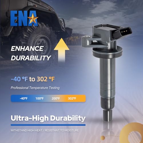 ENA مجموعة ENA من 4 حزم لفائف الإشعال 1.8L V4 متوافقة مع شيفروليه تشيفي بونتياك تويوتا بريزم فايب سيلكا كورولا ماتيكس MR2 سبايدر 2000 2001 2002 2003 2004 2005 2006 2007 2008 ل UF247 UF315 702526 - Image 3