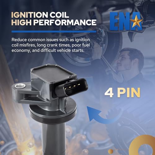 ENA مجموعة ENA من 4 حزم لفائف الإشعال 1.8L V4 متوافقة مع شيفروليه تشيفي بونتياك تويوتا بريزم فايب سيلكا كورولا ماتيكس MR2 سبايدر 2000 2001 2002 2003 2004 2005 2006 2007 2008 ل UF247 UF315 702526 - Image 4