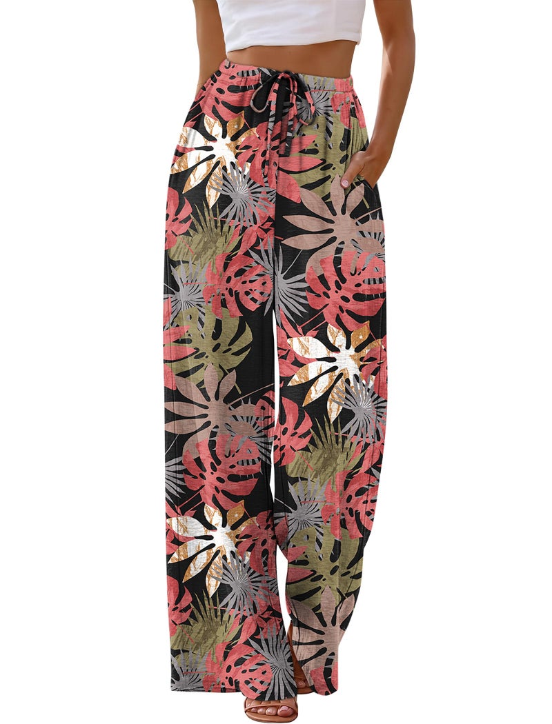 Sampeel Women's Clothing Fashion Tropical Vacation Outfits Beach Vacation Clothes Plus Size Flowy Summer Pants Lounge Travel Cruise Outfits Hawaii 2026 XL - Image 2
