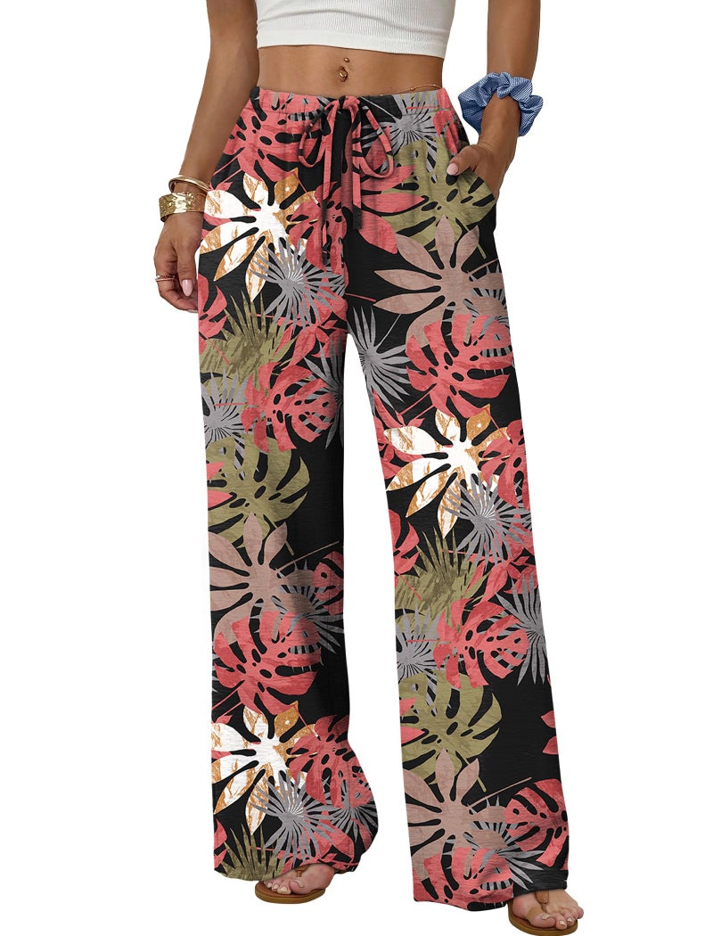Sampeel Women's Clothing Fashion Tropical Vacation Outfits Beach Vacation Clothes Plus Size Flowy Summer Pants Lounge Travel Cruise Outfits Hawaii 2026 XL - Image 1