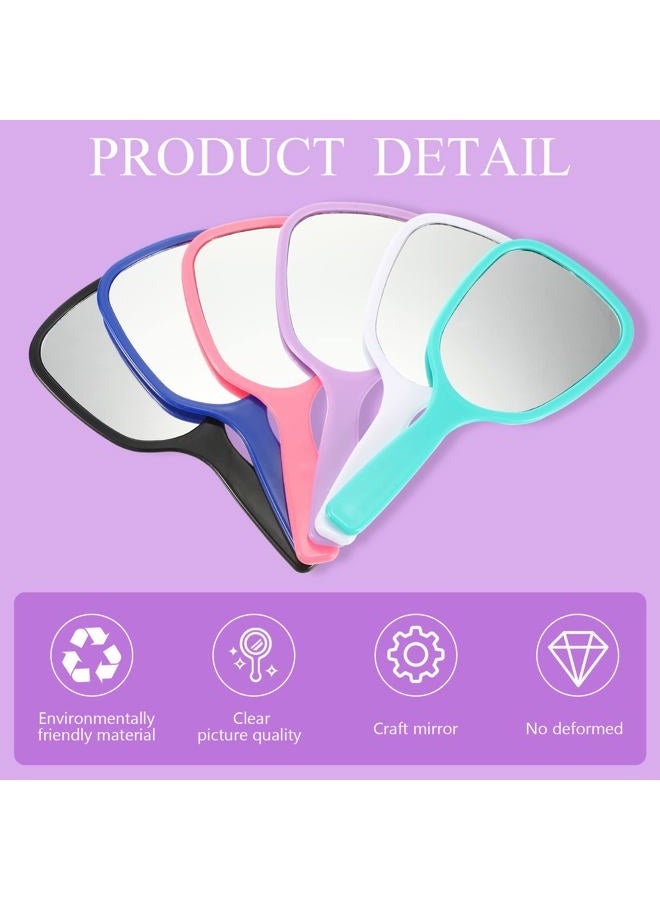 Geelin 24 Pcs Small Handheld Hand Mirror with Handle Plastic Travel Makeup Compact Portable Vanity Mirror for Camping Home Women Men Purse, 6 Colors, 7 x 3.15 Inches/ 18 x 8 cm - Image 3