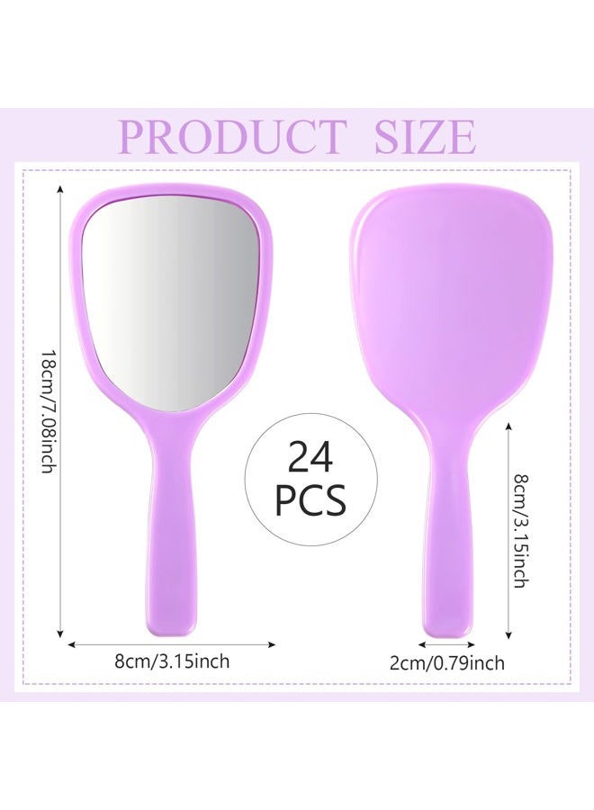 Geelin 24 Pcs Small Handheld Hand Mirror with Handle Plastic Travel Makeup Compact Portable Vanity Mirror for Camping Home Women Men Purse, 6 Colors, 7 x 3.15 Inches/ 18 x 8 cm - Image 2