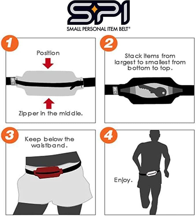 SPIbelt حزام الجري SPIbelt للنساء والرجال، حامل الهاتف للجري، حقيبة الخصر للجري، حامل للهاتف، حقيبة الخصر للجري، حزام قابل للتعديل، [يتناسب مع جميع الهواتف]. رمادي غائم مع سحاب أسود - Image 4