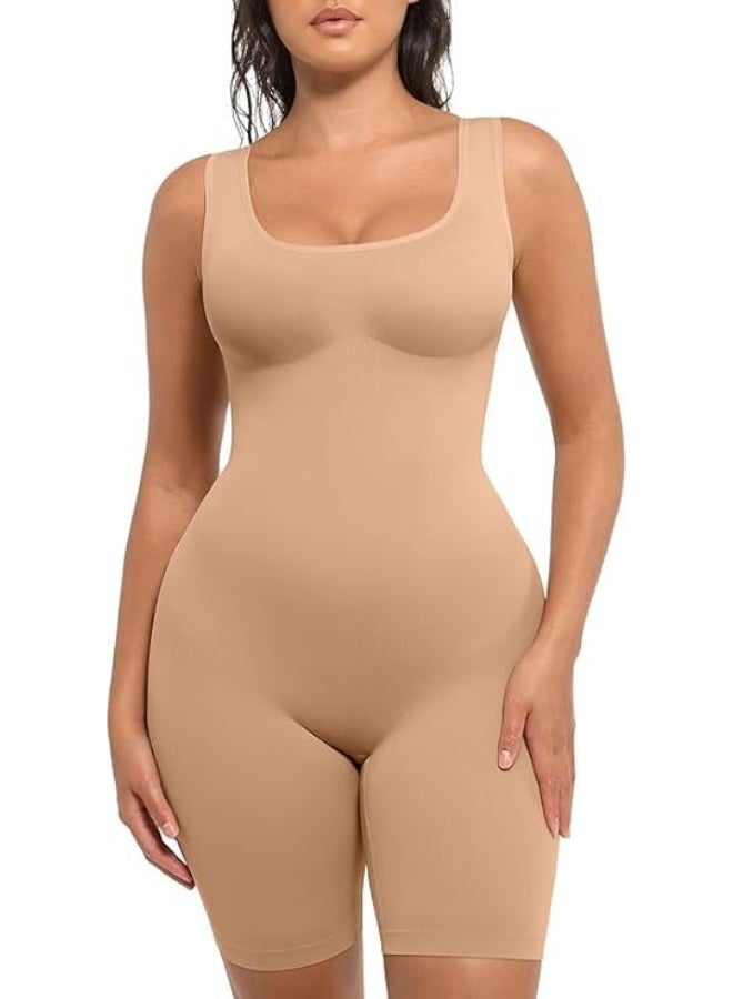 مشد كامل للجسم للنساء، لتنحيف وشد البطن والصدر والفخذين، خصر عالي، لتشكيل الجسم ورفع المؤخرة، بيج - Image 1