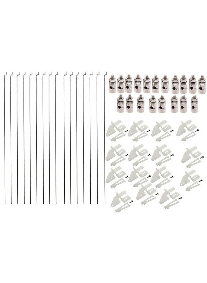 Ltvystore 20Pcs Adjustable Pushrod Connector Linkage Stopper 1.3mm & 20Pcs Nylon Control Horns 21x10 mm & 20Pcs 1.2 x 210mm Z Push Rods Parts Compatible for RC Airplane Plane Boat Replacement - Image 1
