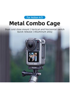 TELESIN Aluminium Alloy Frame Case For DJI ACTION 4 3 Metal Cage Quick Release Mount with Cold Shoe Full Protective Frame Case  - Image 2