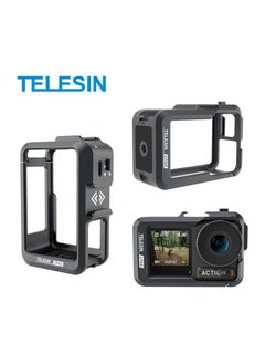 TELESIN Aluminium Alloy Frame Case For DJI ACTION 4 3 Metal Cage Quick Release Mount with Cold Shoe Full Protective Frame Case  - Image 1
