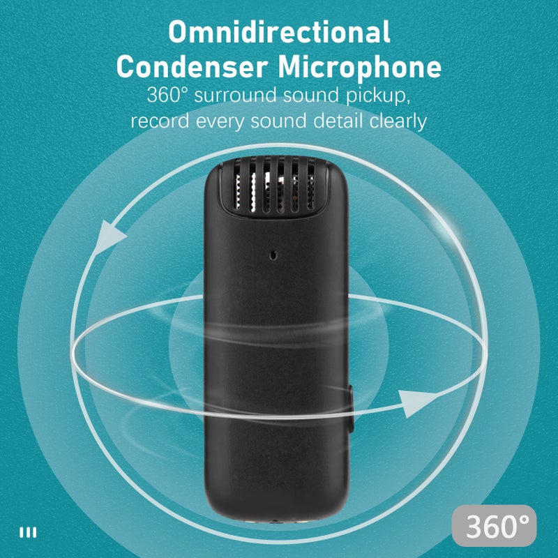 Portable One-Trigger-Two Wireless Microphone System with 1 Receiver & 2 Clip-on Microphone 20M Transmission Range Built-in Battery with Charging Case for Type-C Android Smartphones - Image 5
