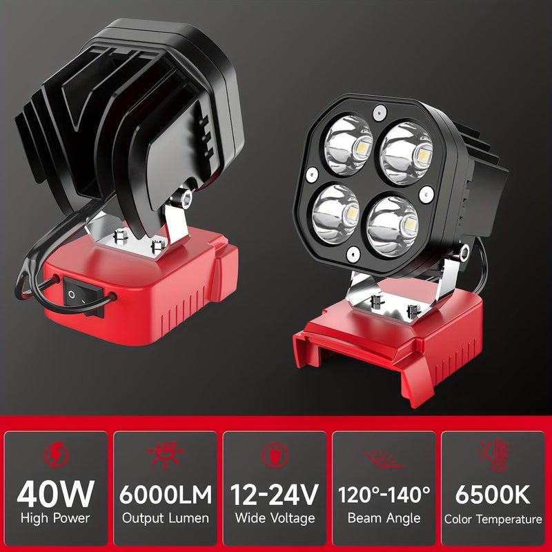 1pc Four Leaf Clover LED Lamp for Milwaukee 18V Battery Compact Portable Light - Image 1