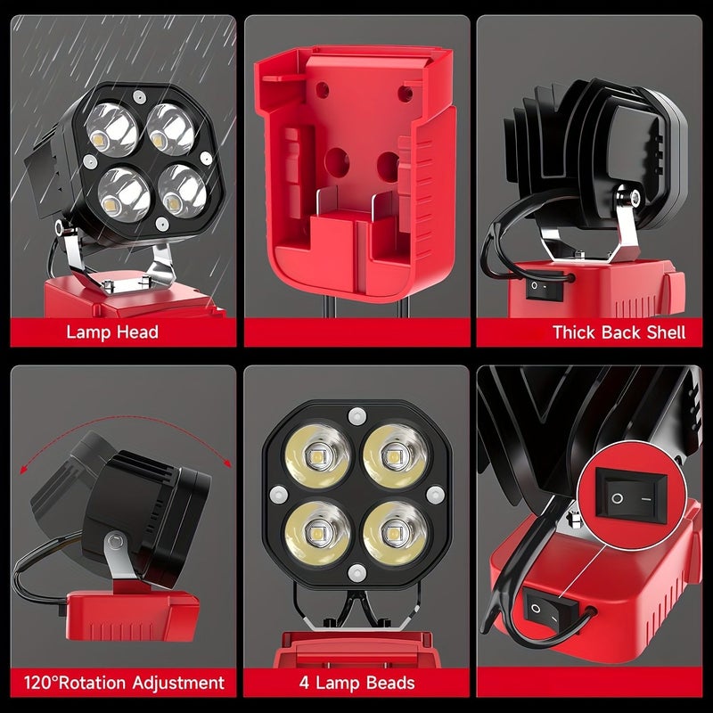 1pc Four Leaf Clover LED Lamp for Milwaukee 18V Battery Compact Portable Light - Image 5