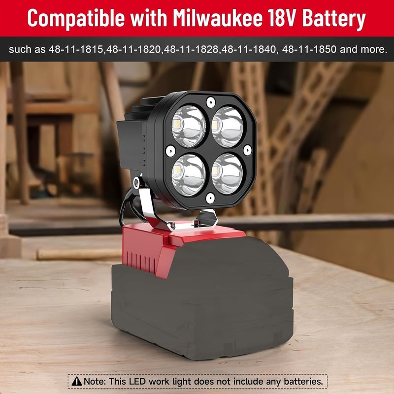 1pc Four Leaf Clover LED Lamp for Milwaukee 18V Battery Compact Portable Light - Image 4