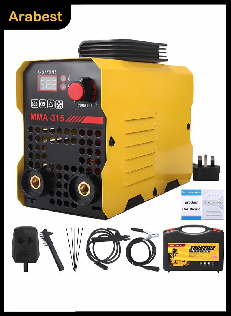 Arabest 315A 220V Welder,MMA Welding Machine with Synergic Control,IGBT Inverter,Hot Start,Arc Force and Anti-Stick,with Welding Cap/Slag Hammer/5* Welding Rods/9.8 Feet Welding Handle Wire/6.6 Feet Ground - Image 1