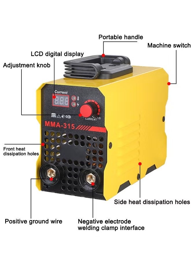 Arabest 315A 220V Welder,MMA Welding Machine with Synergic Control,IGBT Inverter,Hot Start,Arc Force and Anti-Stick,with Welding Cap/Slag Hammer/5* Welding Rods/9.8 Feet Welding Handle Wire/6.6 Feet Ground - Image 3