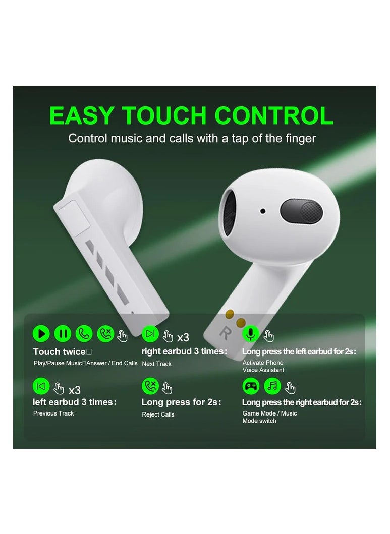 BLACK SHARK - T11 Wireless Bluetooth Earbuds, Gaming Earphone, Low Latency Mode, Slide Cover with "SHING" Sound, RGB Lightning, 30 Hours Playtime and ENC Call Noise Reduction T11- White - Image 1