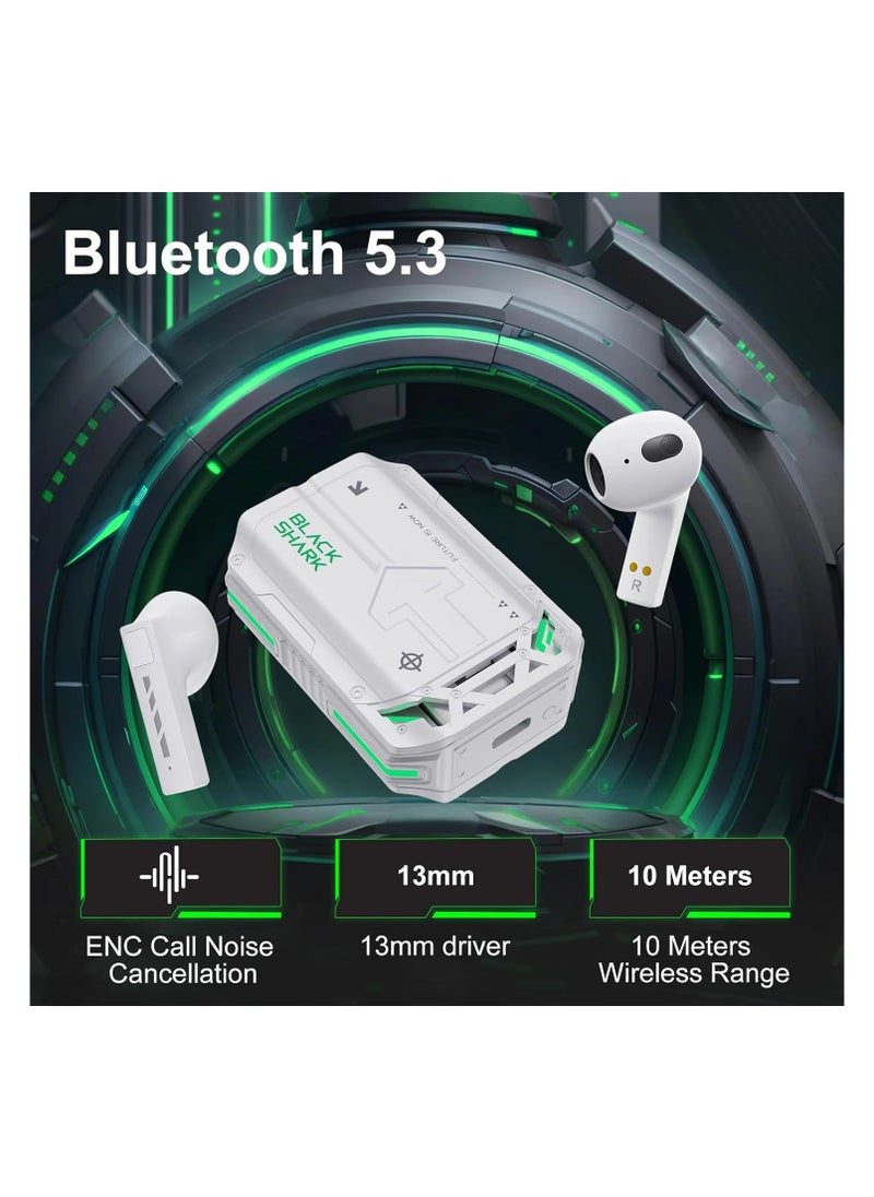 BLACK SHARK - T11 Wireless Bluetooth Earbuds, Gaming Earphone, Low Latency Mode, Slide Cover with "SHING" Sound, RGB Lightning, 30 Hours Playtime and ENC Call Noise Reduction T11- White - Image 1