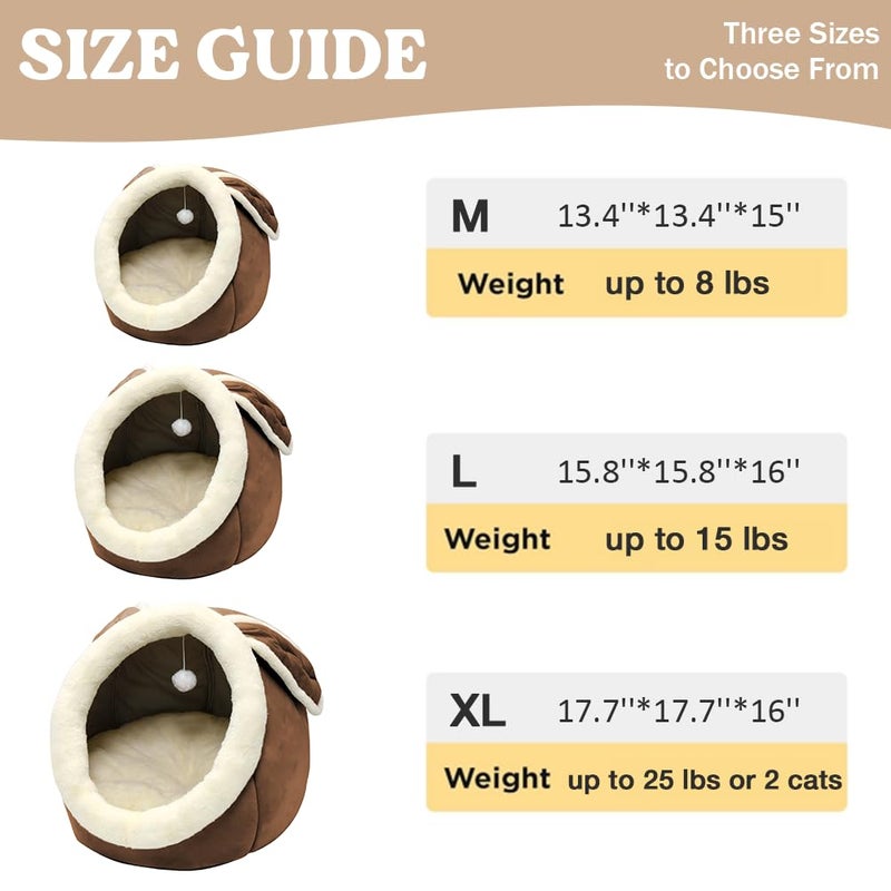 Lcybem Cat Beds for Indoor Cats - Rabbit-Shaped Cat Cave Bed with Hanging Toy,Super Soft Calming Pet Bed for Kitten,Small Dog - Image 2