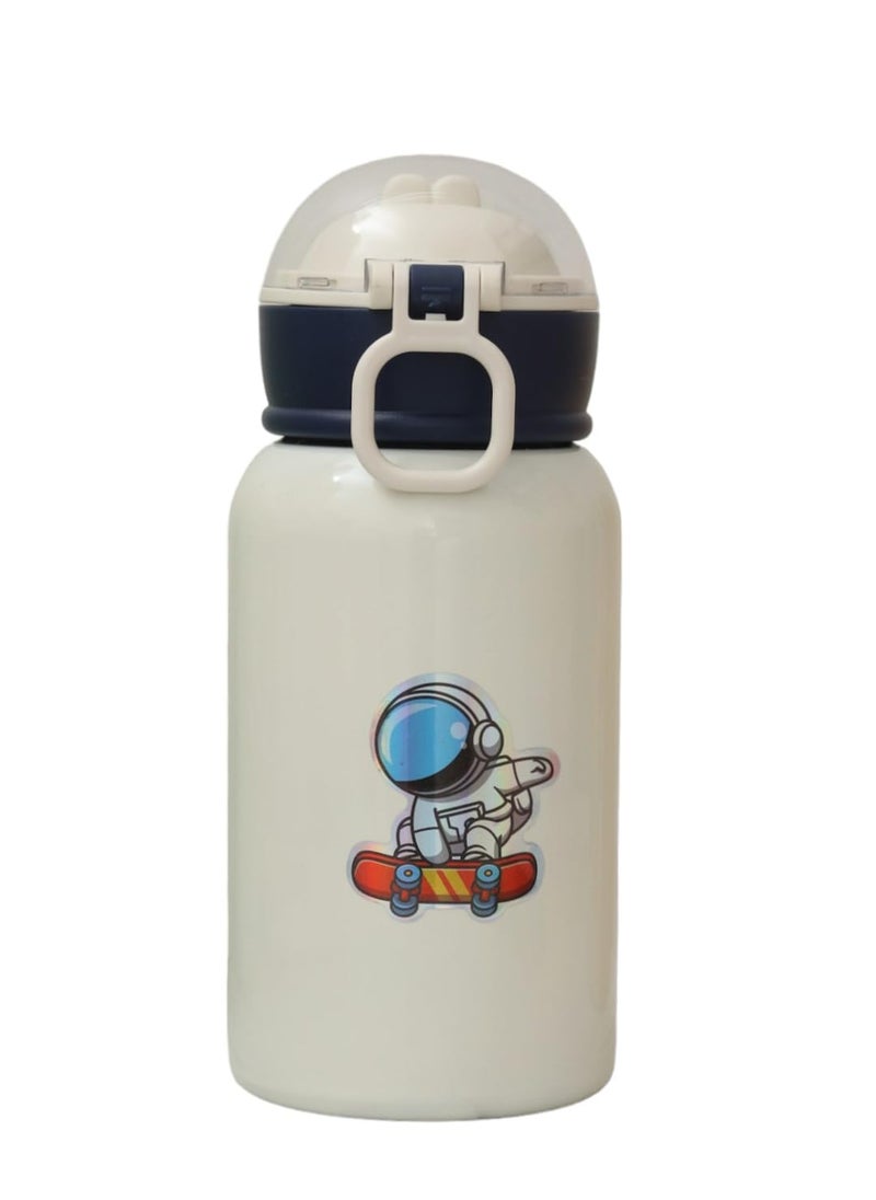 Yellow Bee - Yellow Bee Stainless Steel Astronaut Flask with Bottle Cover and DIY Stickers, White-500ML - Image 1