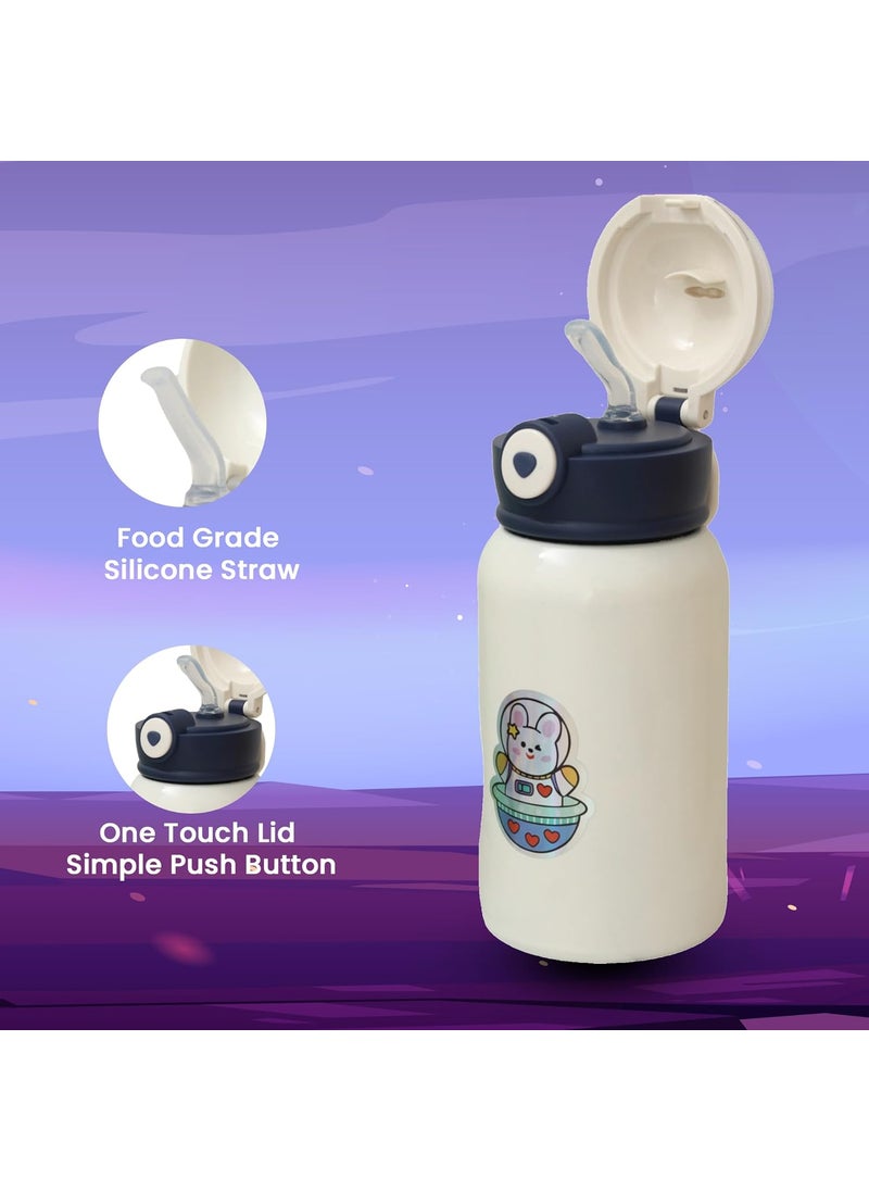 Yellow Bee - Yellow Bee Stainless Steel Astronaut Flask with Bottle Cover and DIY Stickers, White-500ML - Image 1