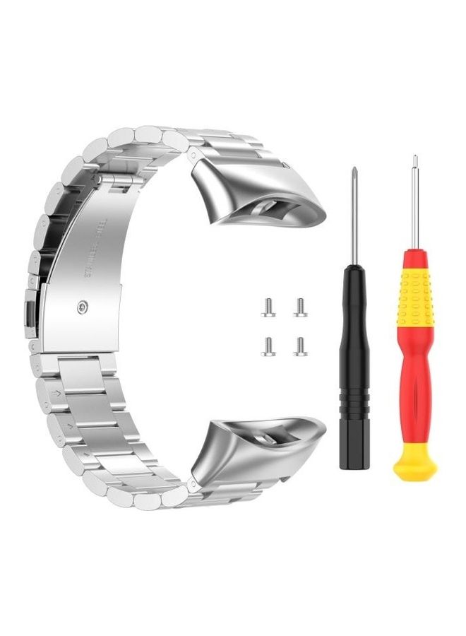 BGM Three Beads Stainless Steel Replacement Wrist Strap For Garmin Forerunner 45 / 45S / Swim 2 Silver - Image 1