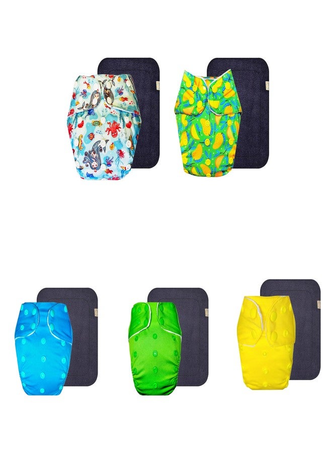 Dumbledo Premium Cloth Diaper with Gray Insert (Pack of 5) | Snug Fit | Leakproof | Quick Dry | Designed by Moms | 3 Months - 3 Years | Unisex Baby - Image 1