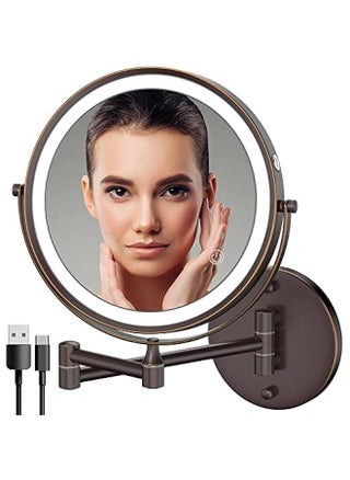 8 Inch Double-Sided LED Vanity Mirror with 1X/10X Magnification, Rechargeable Wall Mounted Lighted Makeup Mirror with 3 Color Lights, Touch Screen Dimmable, 360° Swivel, and 13 Inch Extendable - pzsku/Z7EA951E1116DA47622BEZ/45/_/1733945197/c4413016-4289-489a-a483-239c5fa323f1