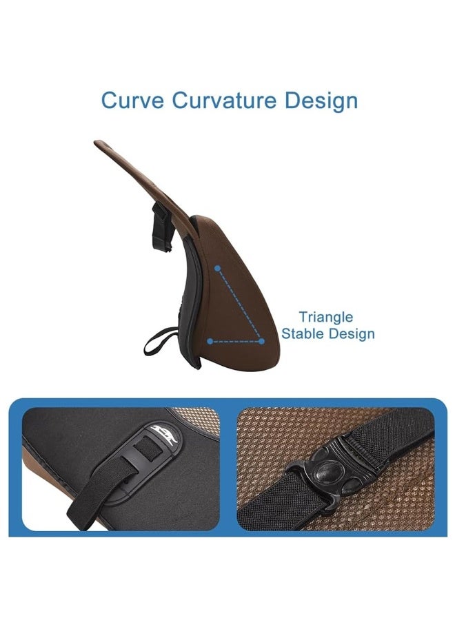 Yuanhf Brown Lumbar Support Pillow for Car & Office Chair – High-Density Memory Foam, Breathable Mesh, Contoured Back Support, Ergonomic Design, Adjustable Strap, 46x42cm – Relieves Back Pain & Improves Posture – Easy to Clean, Comfortable for Long Drives - Image 5