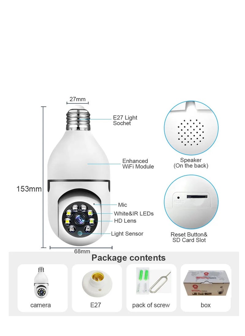 Grneric - 360 Degree Wireless WIFI Light Bulb Security Camera With Motion Detection Bulb Camera And Two Way Audio System - Image 1