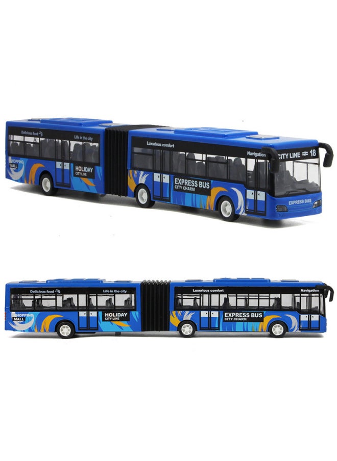 Generic Alloy Bus Car Model Bus Toy Car Large Open Door City Simulation Public Transport Boy Huili-Colour:Extended Bus Blue  - Image 1