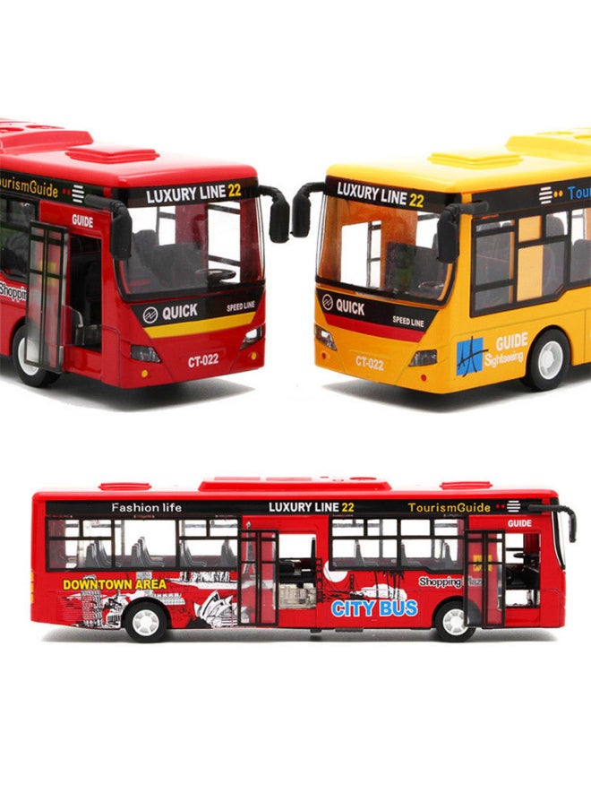 Generic Alloy Bus Car Model Bus Toy Car Large Open Door City Simulation Public Transport Boy Huili-Colour:Extended Bus Blue  - Image 2