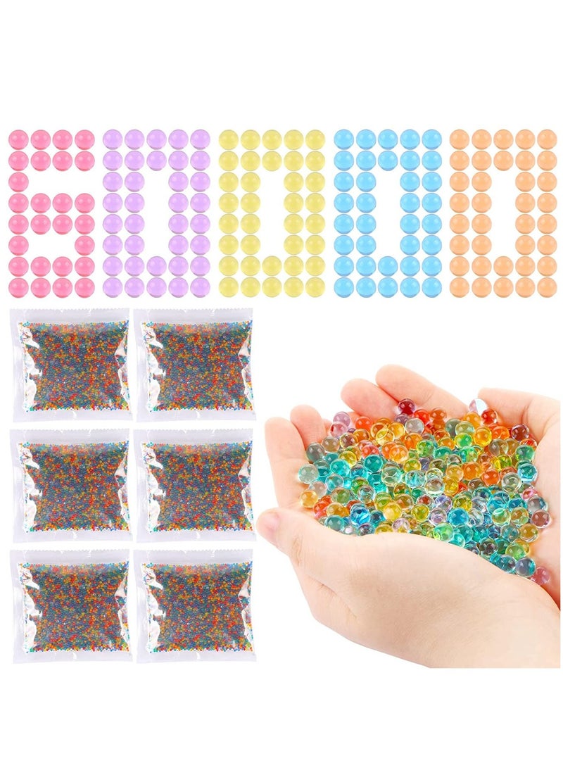 LEDIN Water Balls Beads Refill Ammo (7-8 mm 6 Pack 10000 Pieces Per Pack) Gel Splater Ball Blaster Bullets Non-Toxic Vase Filler Beads Gem Water Based Balls Compatible with Splatter Gall Gun Toy Rainbow  - Image 1