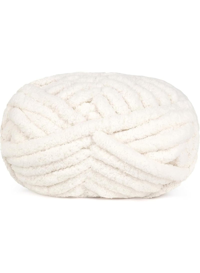 ChicAbode Super Bulky Chunky Yarn 1 Pack, 25 Yards 8oz White Chenille Yarn for Hand Knitting, Soft Fluffy Extra Jumbo Yarn for Finger Crochet, Blanket and DIY Crafts - Image 1