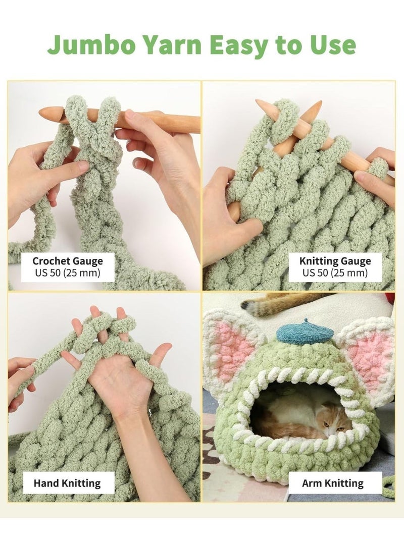 ChicAbode Super Bulky Chunky Yarn 1 Pack, 25 Yards 8oz White Chenille Yarn for Hand Knitting, Soft Fluffy Extra Jumbo Yarn for Finger Crochet, Blanket and DIY Crafts - Image 4