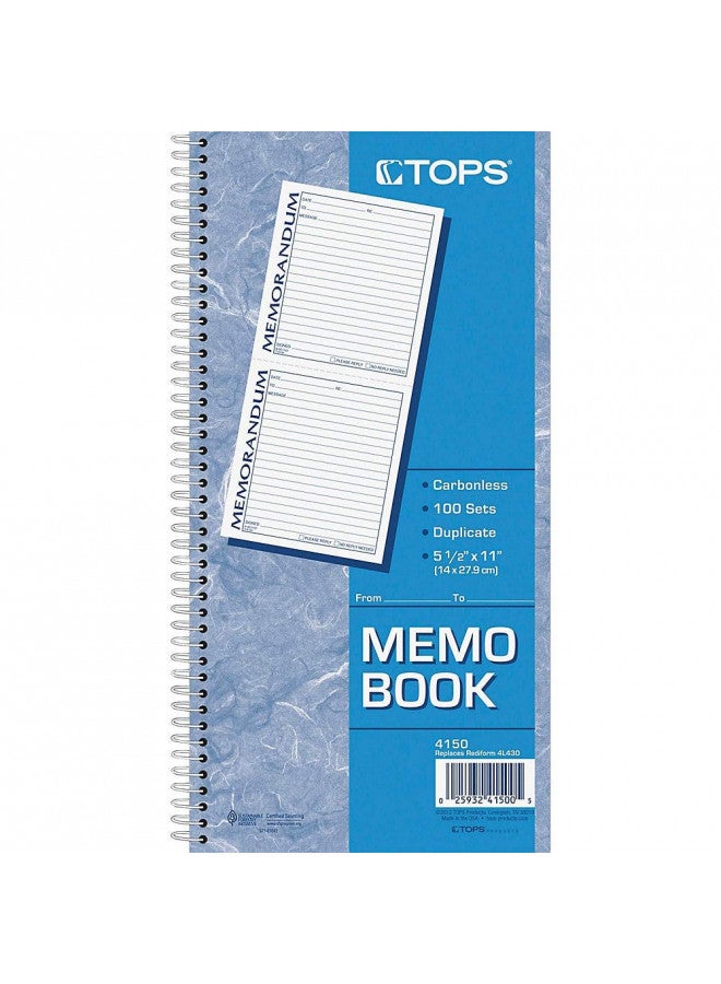 TOPS Memorandum Forms Book, 2-Part, Carbonless, 2 Memos per Page, 100 Sets per Book (4150) - Image 2