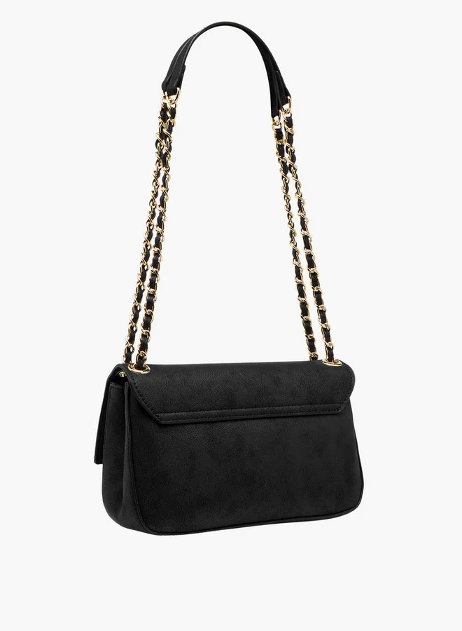 لو كونفورت Women's Textured Crossbody Bag with Flap Closure and Chain Strap