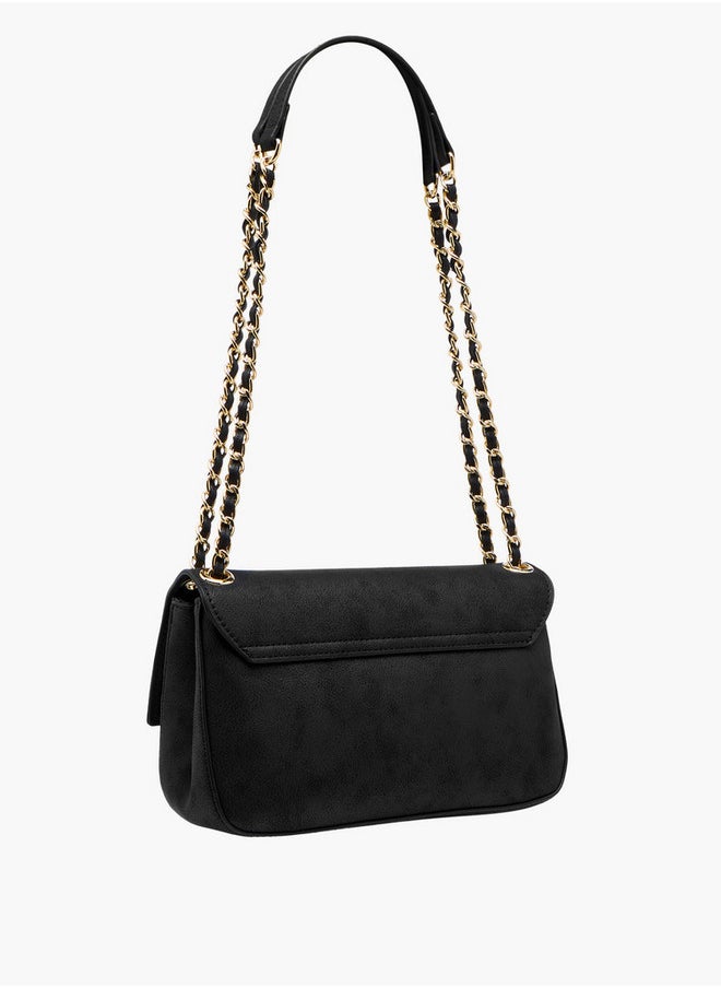 Le Confort Women's Textured Crossbody Bag with Flap Closure and Chain Strap  - Image 3