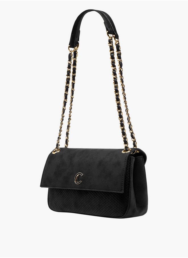 Le Confort Women's Textured Crossbody Bag with Flap Closure and Chain Strap  - Image 2