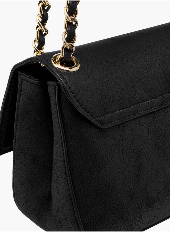 Le Confort Women's Textured Crossbody Bag with Flap Closure and Chain Strap  - Image 5