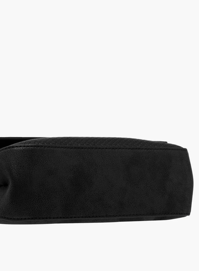 لو كونفورت Women's Textured Crossbody Bag with Flap Closure and Chain Strap